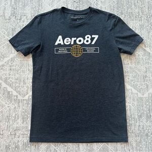 Aeropostale Aero 87 Globe Center Logo Graphic Cotton Normcore Tee Shirt Size S